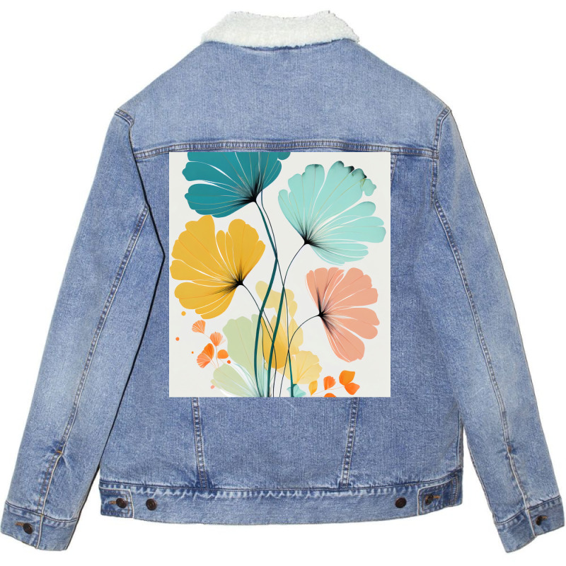 Ryleigh   Watercolor Flowers Abstract Painting Pat Unisex Sherpa-Lined Denim Jacket by hermesginderq | Artistshot