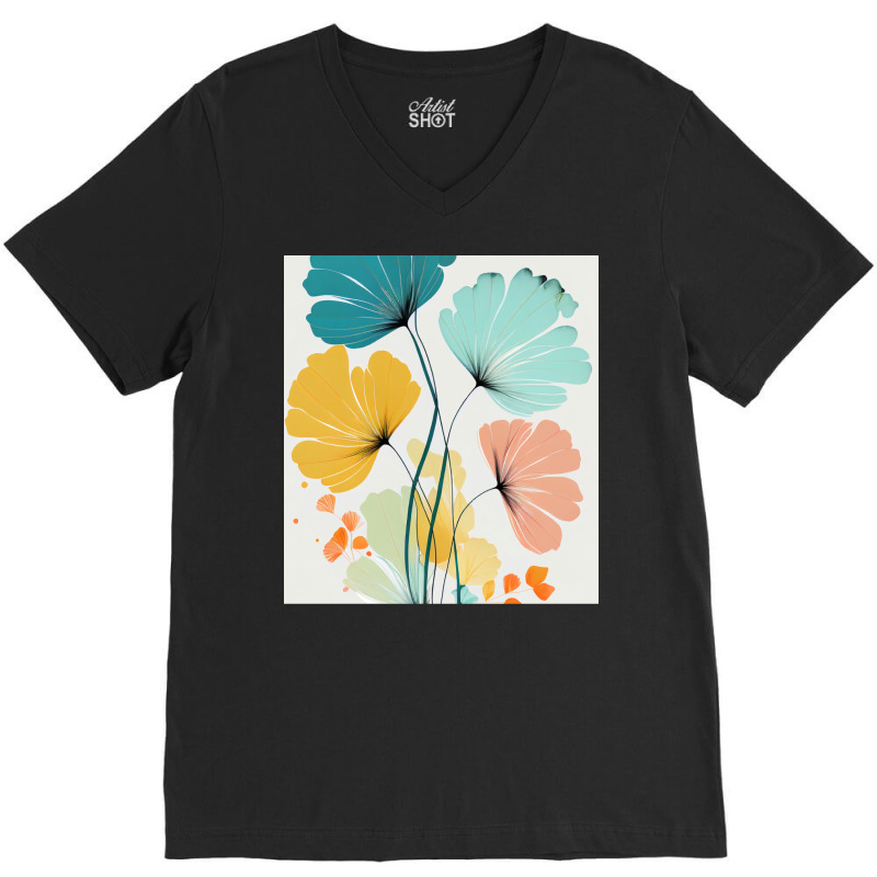 Ryleigh   Watercolor Flowers Abstract Painting Pat V-Neck Tee by hermesginderq | Artistshot