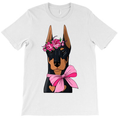 Doberman Flower Girl Classic T Shirt T-shirt Designed By Herman Suherman