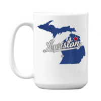 Lewiston Michigan Mi Map T Shirt 15 Oz Coffee Mug | Artistshot