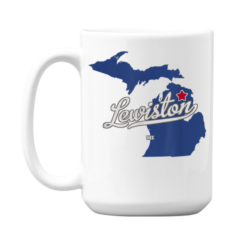 Lewiston Michigan Mi Map T Shirt 15 Oz Coffee Mug | Artistshot