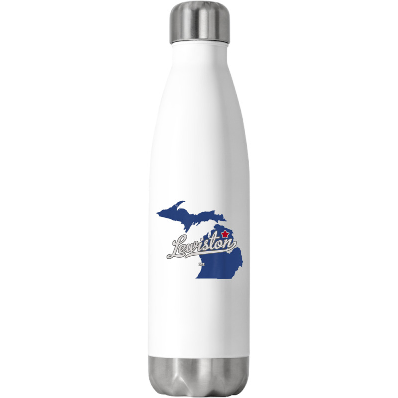 Lewiston Michigan Mi Map T Shirt Stainless Steel Water Bottle | Artistshot