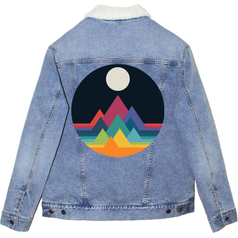 Whimsical Mountains Unisex Sherpa-Lined Denim Jacket by hermesginderq | Artistshot