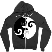 Ying Yang Cats   Black & White Zipper Hoodie | Artistshot