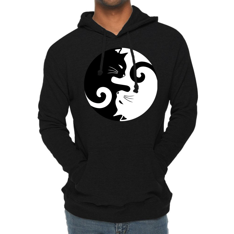 Ying Yang Cats   Black & White Lightweight Hoodie by hermesginderq | Artistshot