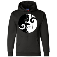 Ying Yang Cats   Black & White Champion Hoodie | Artistshot