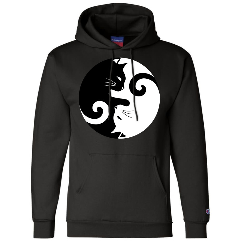 Ying Yang Cats   Black & White Champion Hoodie by hermesginderq | Artistshot