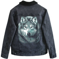 Wolf Face 1 Unisex Sherpa-lined Denim Jacket | Artistshot