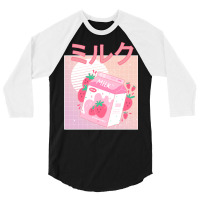 Japanese Aesthetics Kawaii Strawberry Milk Shake 3/4 Sleeve Shirt | Artistshot