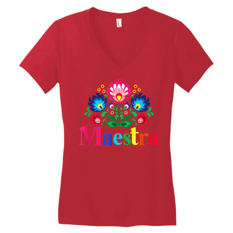 Maestra Proud Spanish Teacher Bilingual Teacher La Women's V-Neck T-Shirt by tamicam | Artistshot