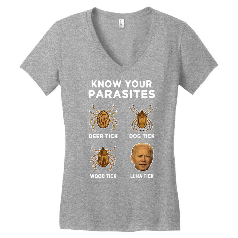 Know Your Parasites Funny Anti Joe Biden (on Back) Women's V-Neck T-Shirt by scrabeck | Artistshot