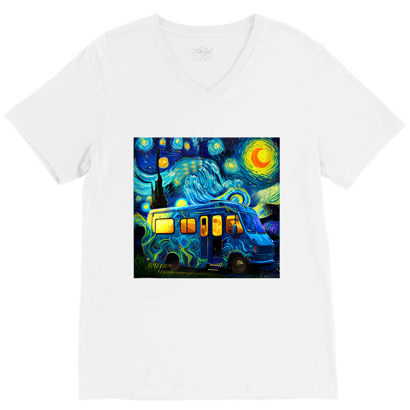 Caravan Camping Rv Trailer Van Starry Night Van Go V-Neck Tee by wafaha | Artistshot