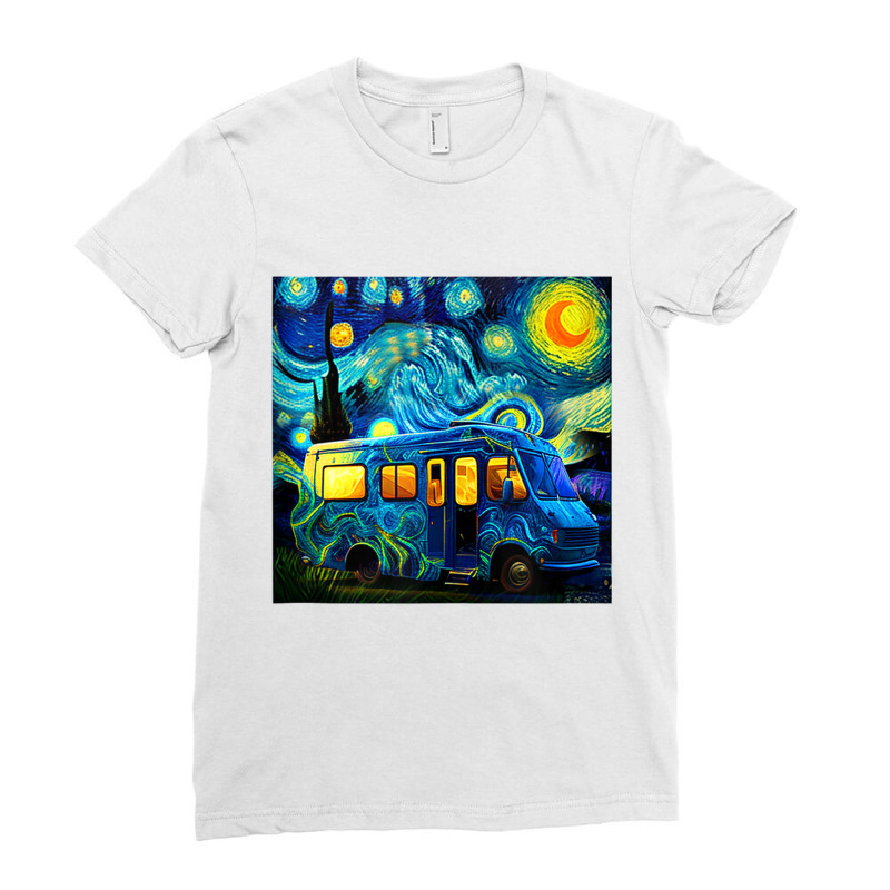 Caravan Camping Rv Trailer Van Starry Night Van Go Ladies Fitted T-Shirt by wafaha | Artistshot