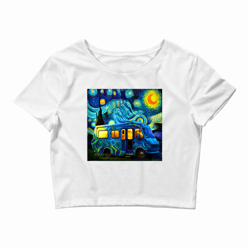 Caravan Camping Rv Trailer Van Starry Night Van Go Crop Top by wafaha | Artistshot