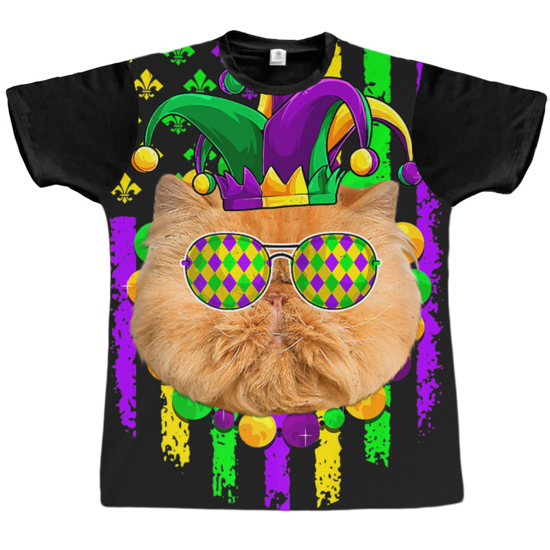 American Flag Mardi Gras Cute Persian Cat Lover Graphic T-shirt by kimblejoettaefd | Artistshot