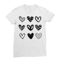 Simple Black And White Heart Love Graphic Design C Ladies Fitted T-shirt | Artistshot