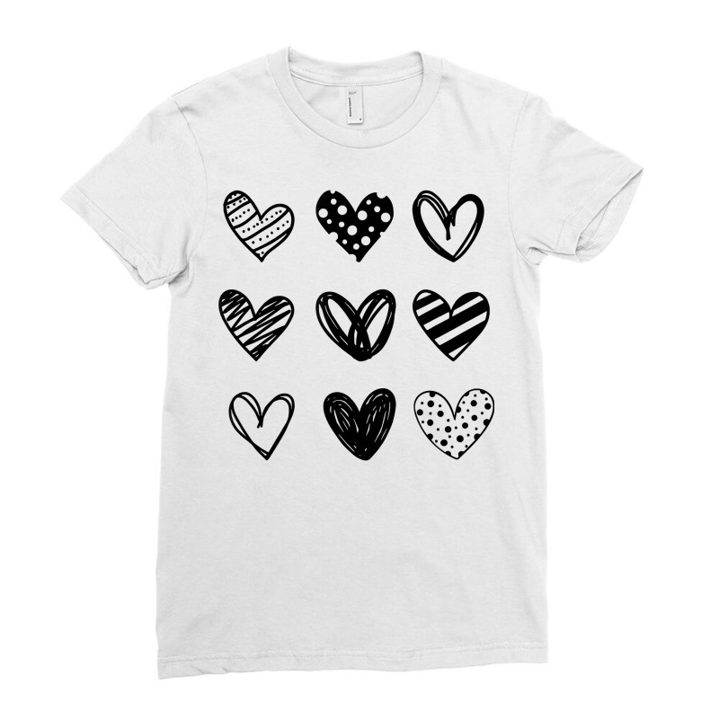 Simple Black And White Heart Love Graphic Design C Ladies Fitted T-Shirt by genousuv | Artistshot