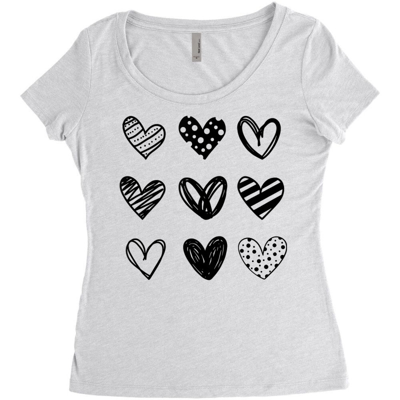 Simple Black And White Heart Love Graphic Design C Women's Triblend Scoop T-shirt by genousuv | Artistshot