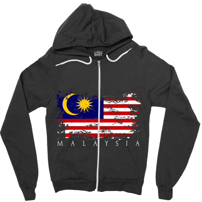 Malaysia Flag State Kuala Lumpur Nationality Pullo Zipper Hoodie by wafaha | Artistshot