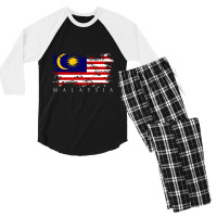 Malaysia Flag State Kuala Lumpur Nationality Pullo Men's 3/4 Sleeve Pajama Set | Artistshot