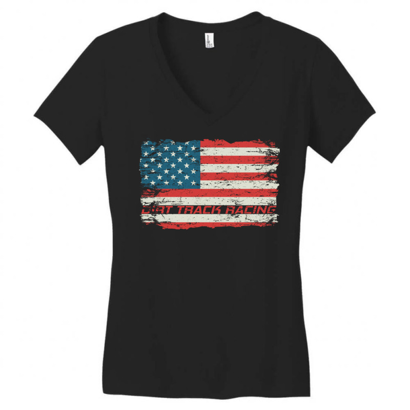 Dirt Track Racing American Flag Extreme Lover Women's V-Neck T-Shirt by SamsulArt | Artistshot