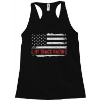 Dirt Track Racing Cool American Flag Design In Gray Racerback Tank | Artistshot