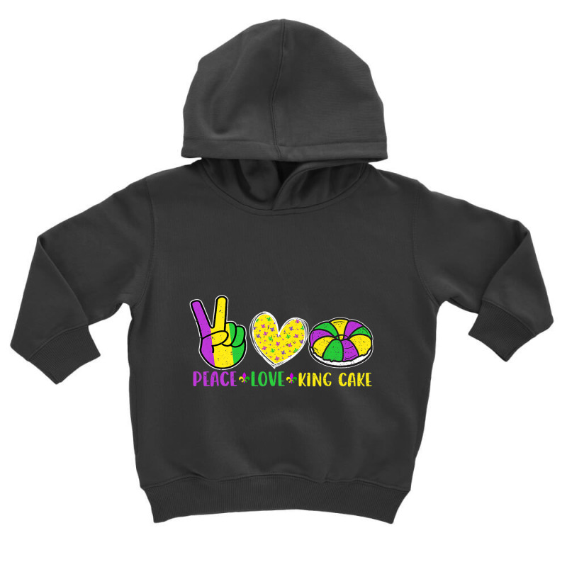 Peace Love King Cake Funny Mardi Gras Parade Carni Toddler Hoodie by wafaha | Artistshot