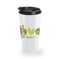 Peace Love King Cake Funny Mardi Gras Parade Carni Travel Mug | Artistshot