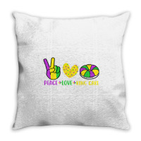 Peace Love King Cake Funny Mardi Gras Parade Carni Throw Pillow | Artistshot