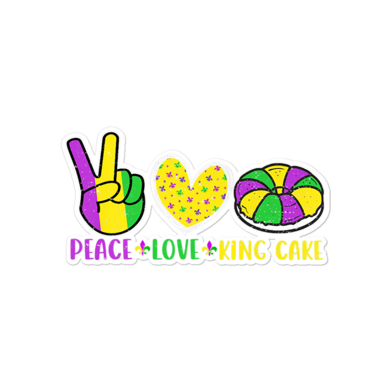 Peace Love King Cake Funny Mardi Gras Parade Carni Sticker | Artistshot