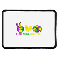 Peace Love King Cake Funny Mardi Gras Parade Carni Rectangle Patch | Artistshot