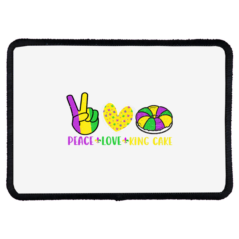 Peace Love King Cake Funny Mardi Gras Parade Carni Rectangle Patch | Artistshot