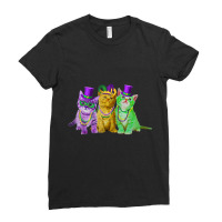 Kitten Cat Mask Beads Mardi Gras New Orleans Cat L Ladies Fitted T-shirt | Artistshot