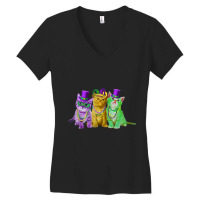 Kitten Cat Mask Beads Mardi Gras New Orleans Cat L Women's V-neck T-shirt | Artistshot