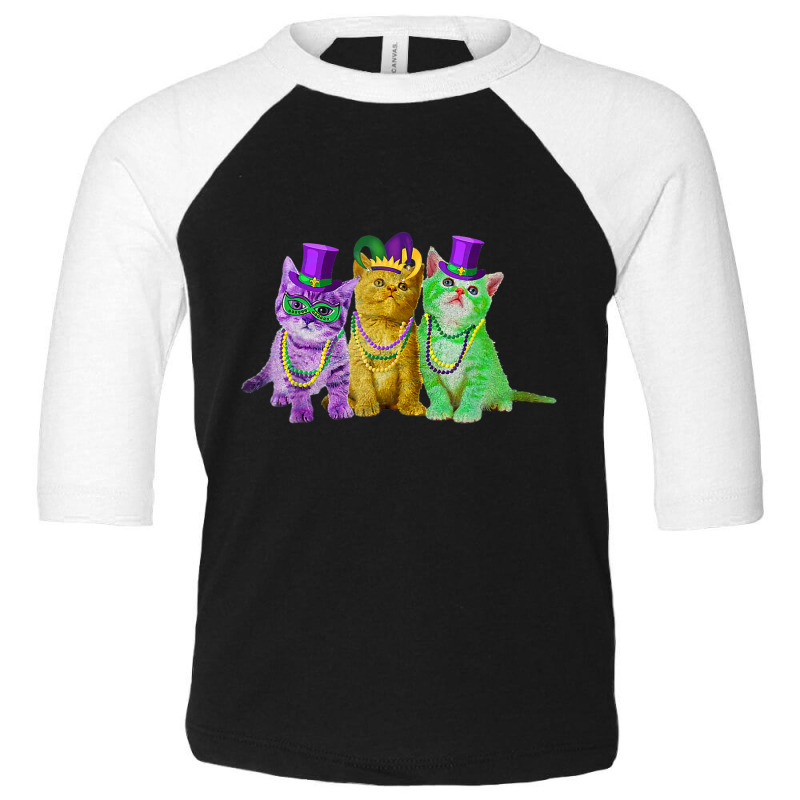 Kitten Cat Mask Beads Mardi Gras New Orleans Cat L Toddler 3/4 Sleeve Tee by donellajeremykoa | Artistshot