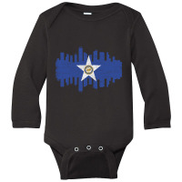 Limited Edition Houston City Flag Skyline Vintage Long Sleeve Baby Bodysuit | Artistshot