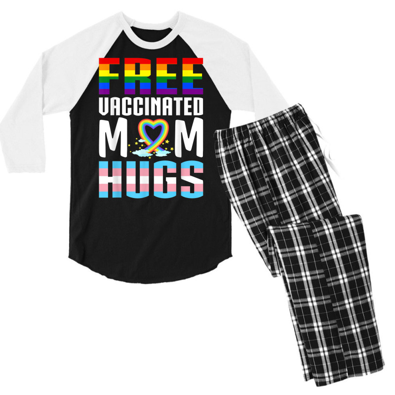 Gay Pride Vaccinated Lgbt Lesbian Lgbtq Proud Mom Men's 3/4 Sleeve Pajama Set by terrilyn | Artistshot