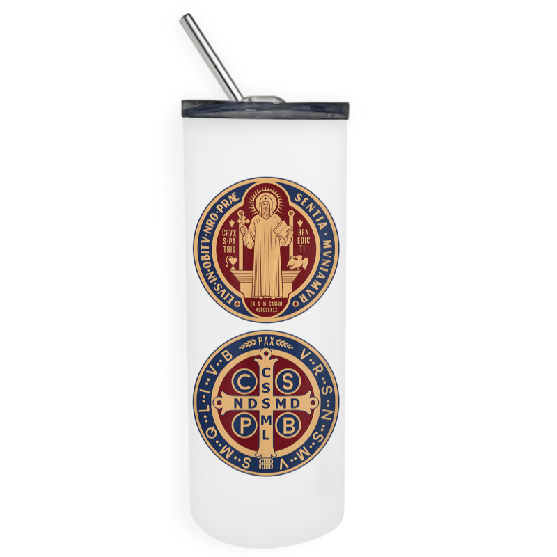 Saint Benedict Sacramental Medal Catholic T Shirt Skinny Tumbler | Artistshot