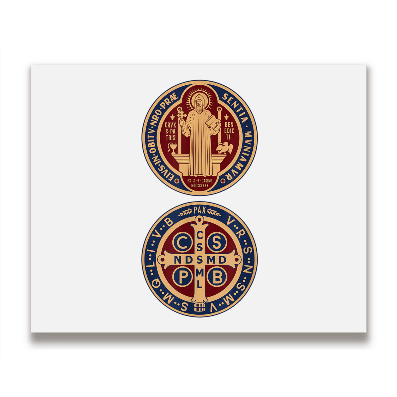 Saint Benedict Sacramental Medal Catholic T Shirt Metal Print Horizontal | Artistshot