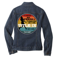 Title Ix 50th Anniversary U.s. Education Amendment Ladies Denim Jacket | Artistshot