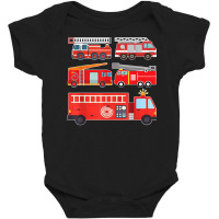 Types Of Fire Truck Toddler Boy Firefighter Trucks Baby Bodysuit | Artistshot