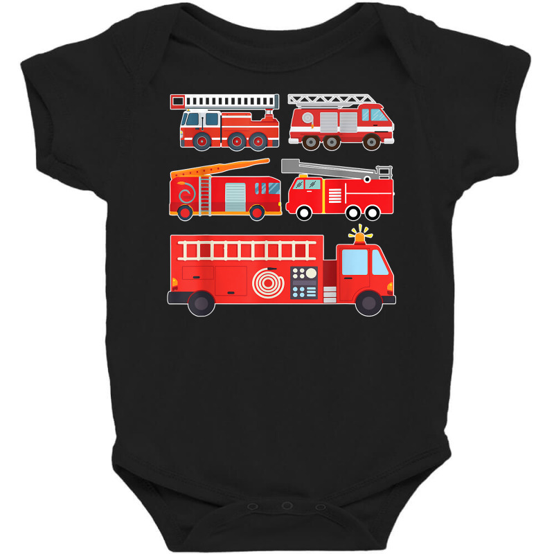 Types Of Fire Truck Toddler Boy Firefighter Trucks Baby Bodysuit by chomibe | Artistshot