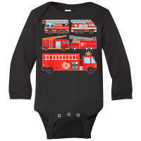 Types Of Fire Truck Toddler Boy Firefighter Trucks Long Sleeve Baby Bodysuit | Artistshot