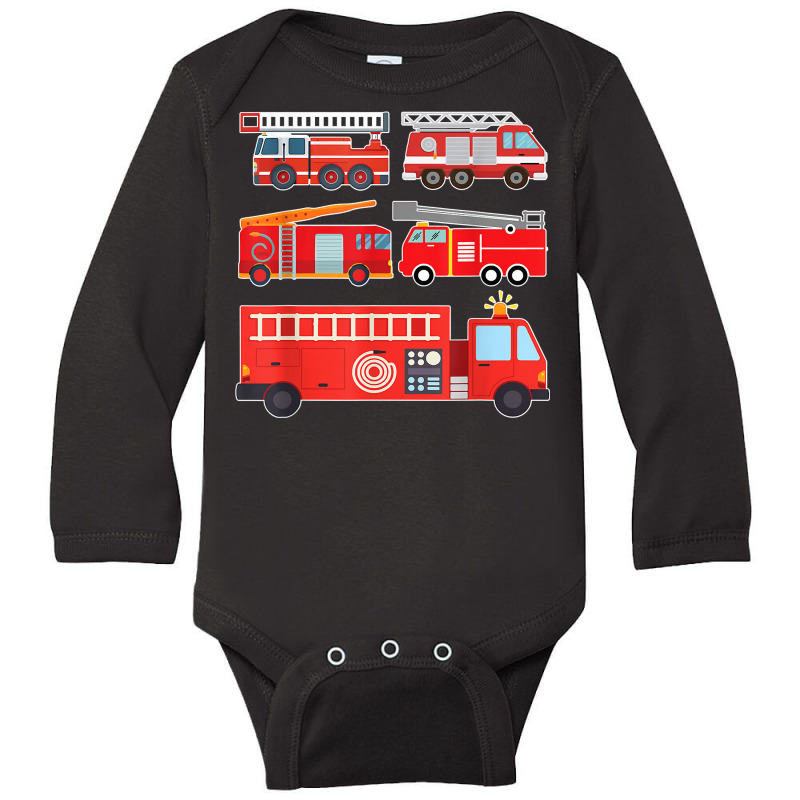 Types Of Fire Truck Toddler Boy Firefighter Trucks Long Sleeve Baby Bodysuit by chomibe | Artistshot