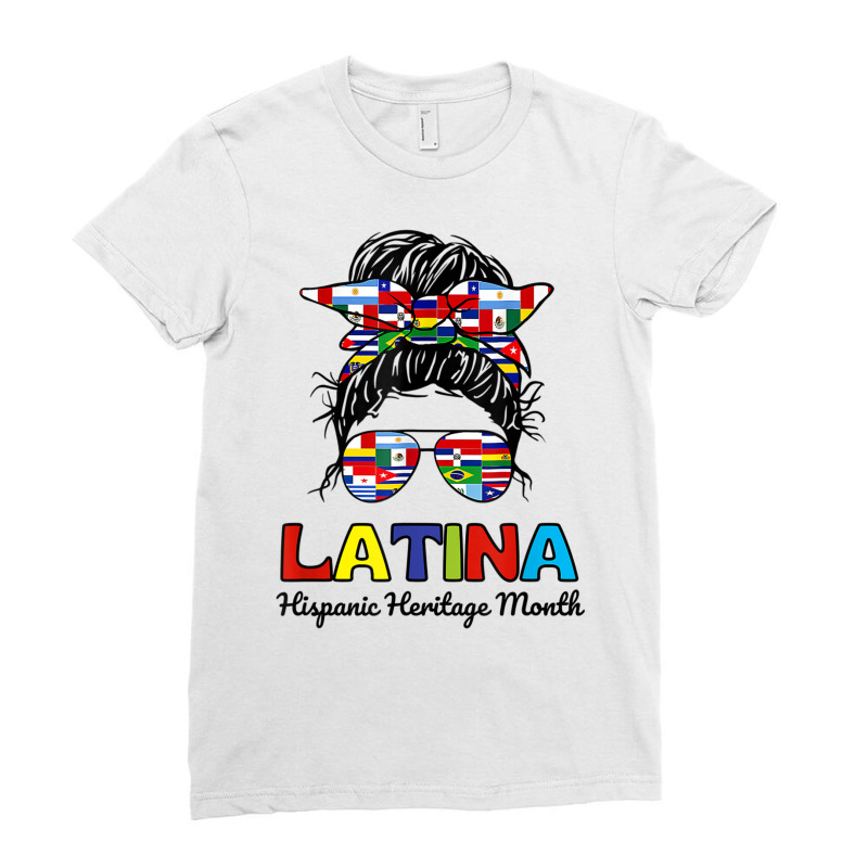 Teen Girl Women Messy Bun Latina Hispanic Heritage Ladies Fitted T-Shirt by bonne | Artistshot