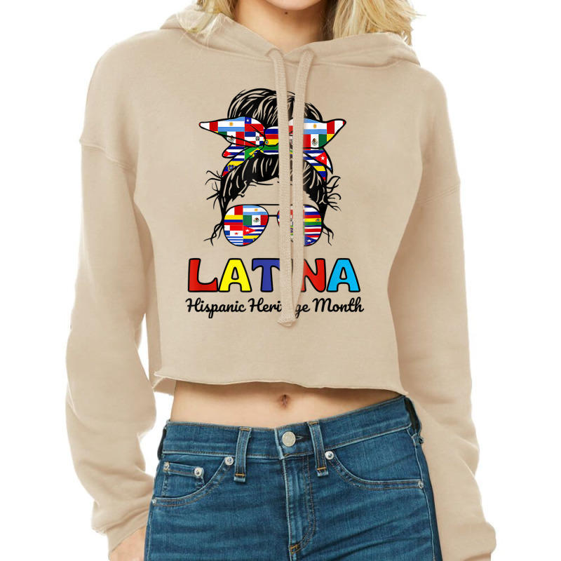 Teen Girl Women Messy Bun Latina Hispanic Heritage Cropped Hoodie by bonne | Artistshot