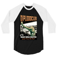 Diplodocus Retro Art   The Biggest World Collectio 3/4 Sleeve Shirt | Artistshot