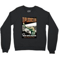 Diplodocus Retro Art   The Biggest World Collectio Crewneck Sweatshirt | Artistshot