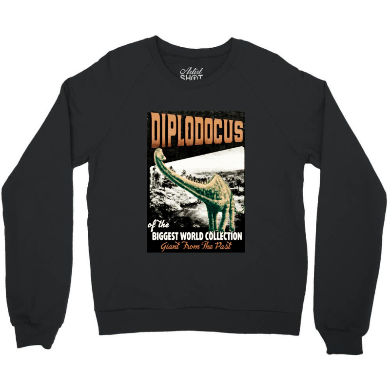 Diplodocus Retro Art   The Biggest World Collectio Crewneck Sweatshirt | Artistshot