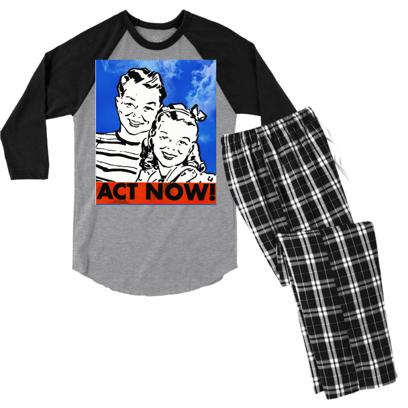 Act Now Vintage Poster Aesthetic Men's 3/4 Sleeve Pajama Set | Artistshot